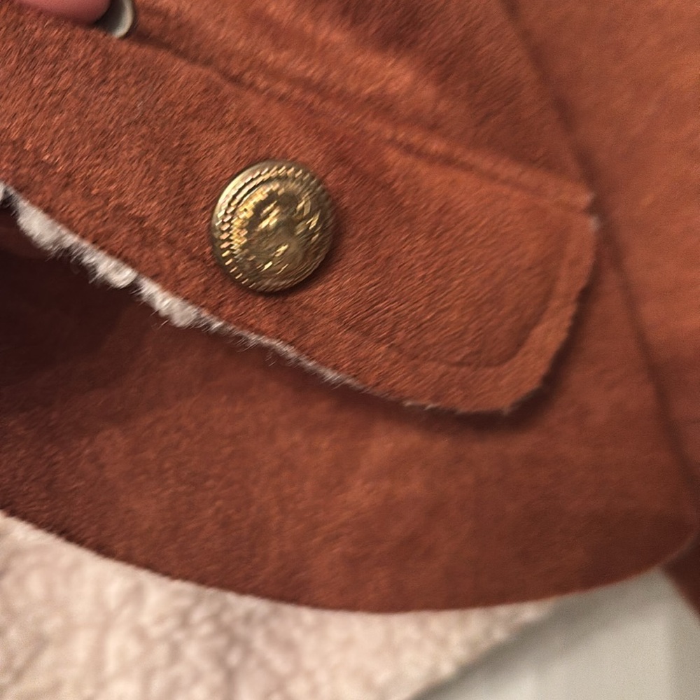 Faux Suede Teddy Lined Crop Jacket - Picture 6 of 7